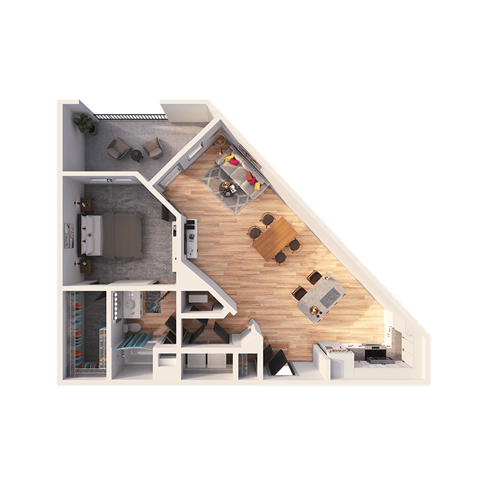 Floor plan for 1 bed, 1 bath, 815 sqft
